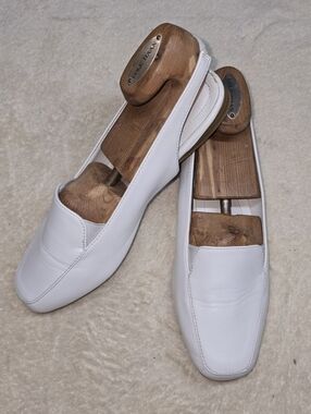 Women's Slingback Flat Sandal Shoes Classique White Vintage